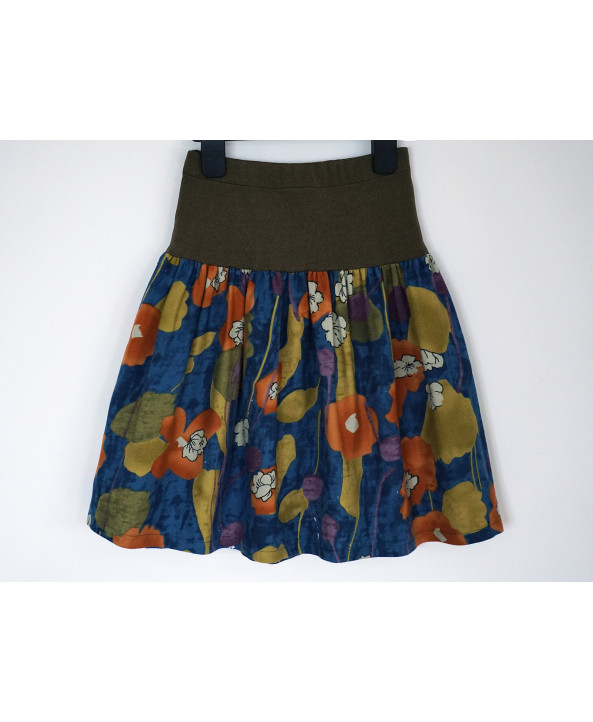 Cotton floral skirt 6-8 years old green blue orange