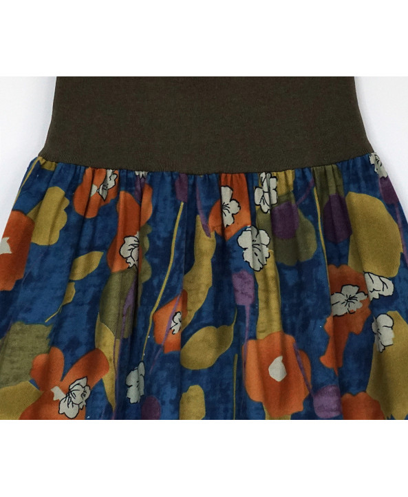 Cotton floral skirt 6-8 years old green blue orange