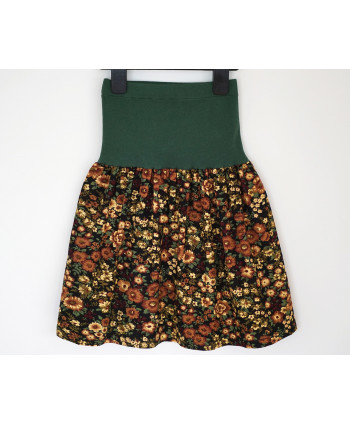 Girls Autumn Colours Corduroy skirt, 4-6 years old, elasticated waist, Green, Yellow, Brown 