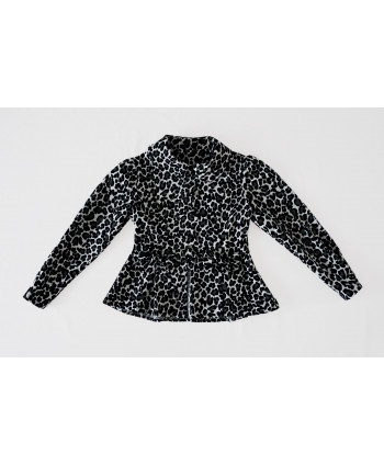 Girls 3-4 years Fancy Cord Jacket, Black White Green Leopard Print Corduroy