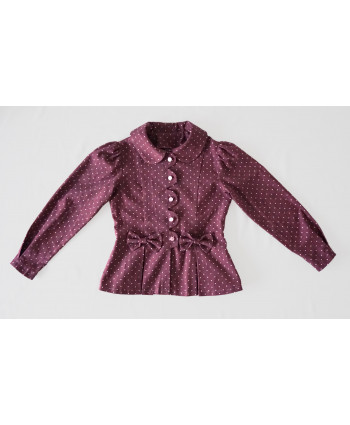 Girls 3-4 years Fancy Cord Jacket, Dusky pink Polka Dot, Cotton Corduroy, Handmade in UK