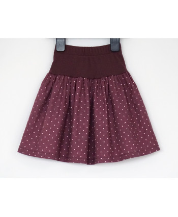 Girls 2-4 years Cord Skirt, Dusky pink polka dot, elastic waist, Handmade in UK